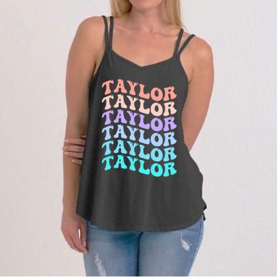 Funny T.aylor name groovy colourful love i love Ts T.aylor Women's Strappy Tank