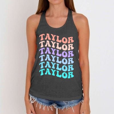 Funny T.aylor name groovy colourful love i love Ts T.aylor Women's Knotted Racerback Tank