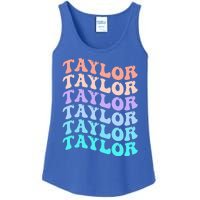 Funny T.aylor name groovy colourful love i love Ts T.aylor Ladies Essential Tank