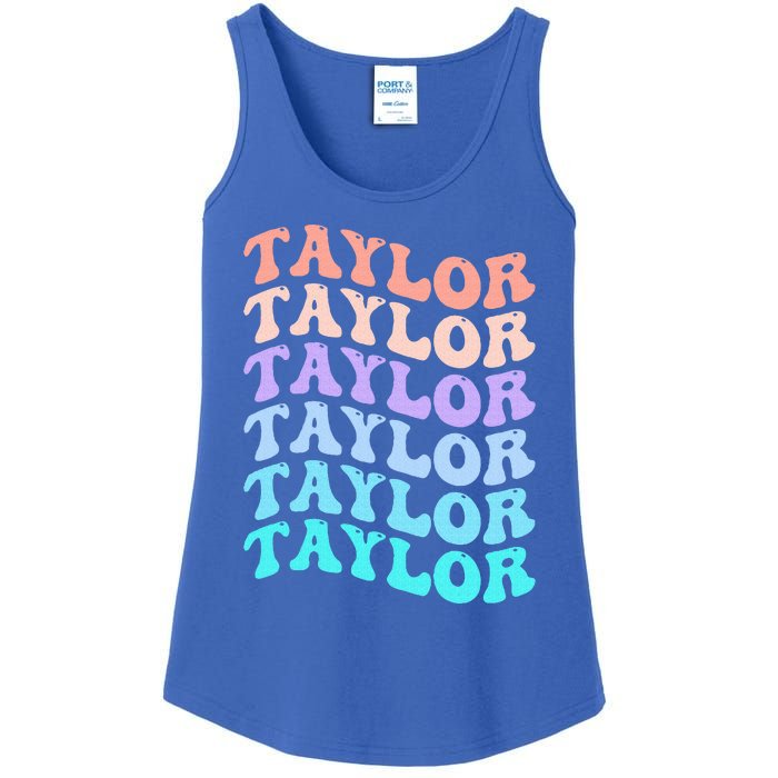 Funny T.aylor name groovy colourful love i love Ts T.aylor Ladies Essential Tank