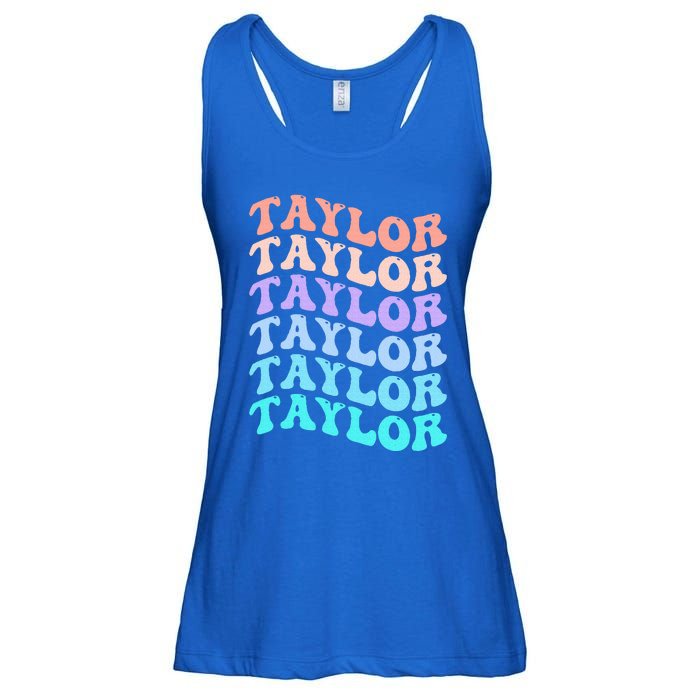 Funny T.aylor name groovy colourful love i love Ts T.aylor Ladies Essential Flowy Tank