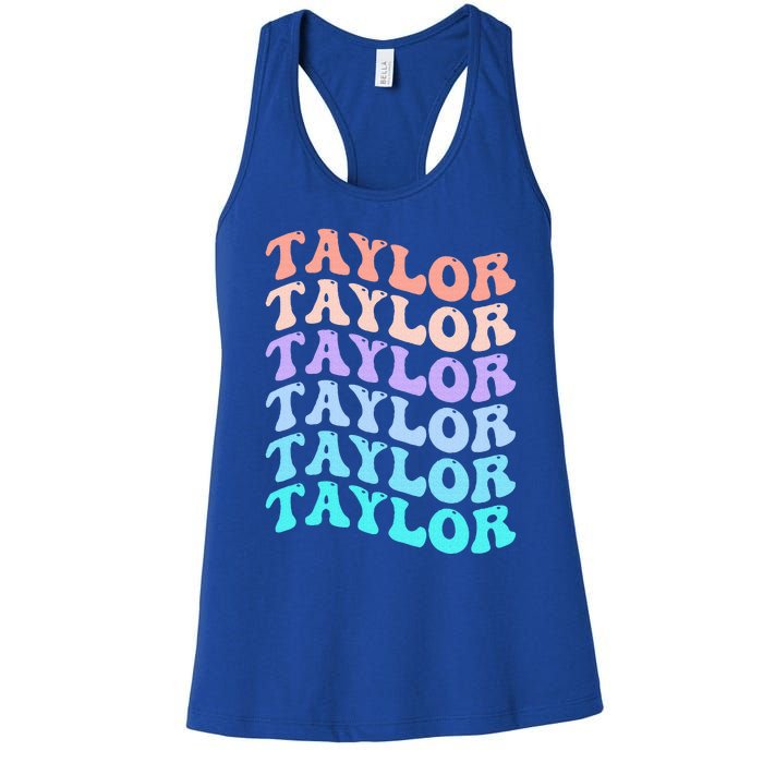 Funny T.aylor name groovy colourful love i love Ts T.aylor Women's Racerback Tank