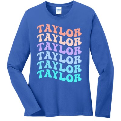 Funny T.aylor name groovy colourful love i love Ts T.aylor Ladies Long Sleeve Shirt