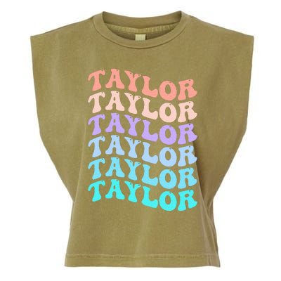 Funny T.aylor name groovy colourful love i love Ts T.aylor Garment-Dyed Women's Muscle Tee