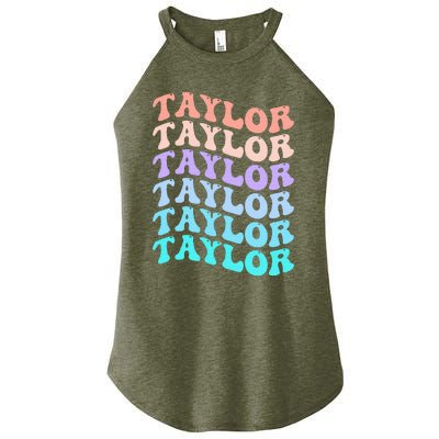 Funny T.aylor name groovy colourful love i love Ts T.aylor Women’s Perfect Tri Rocker Tank