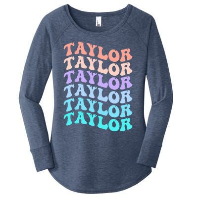 Funny T.aylor name groovy colourful love i love Ts T.aylor Women's Perfect Tri Tunic Long Sleeve Shirt