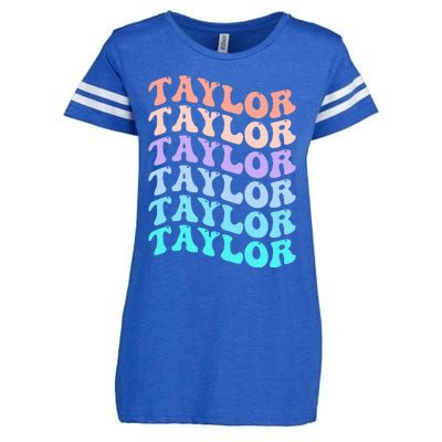 Funny T.aylor name groovy colourful love i love Ts T.aylor Enza Ladies Jersey Football T-Shirt