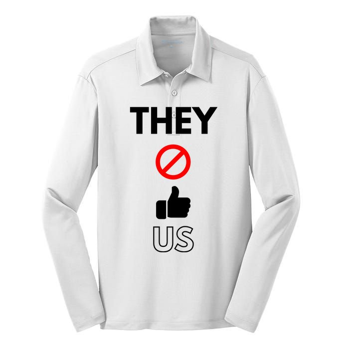 Funny They Not Like Us Silk Touch Performance Long Sleeve Polo