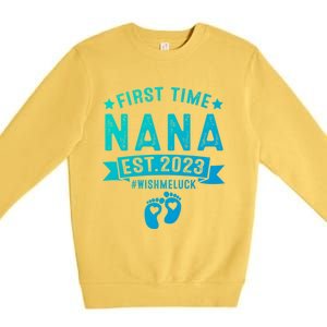 First Time Nana Let The Spoiling Begin New Grandparents Gift Premium Crewneck Sweatshirt