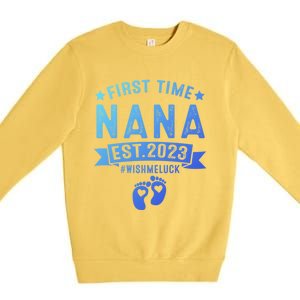 First Time Nana Let The Spoiling Begin New Grandparents Gift Premium Crewneck Sweatshirt