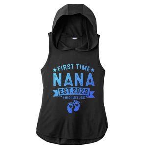 First Time Nana Let The Spoiling Begin New Grandparents Gift Ladies PosiCharge Tri-Blend Wicking Draft Hoodie Tank