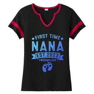 First Time Nana Let The Spoiling Begin New Grandparents Gift Ladies Halftime Notch Neck Tee