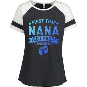 First Time Nana Let The Spoiling Begin New Grandparents Gift Enza Ladies Jersey Colorblock Tee