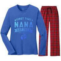 First Time Nana Let The Spoiling Begin New Grandparents Gift Women's Long Sleeve Flannel Pajama Set 