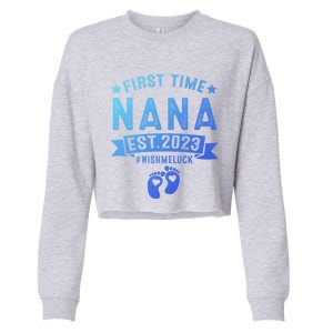 First Time Nana Let The Spoiling Begin New Grandparents Gift Cropped Pullover Crew