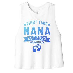 First Time Nana Let The Spoiling Begin New Grandparents Gift Women's Racerback Cropped Tank