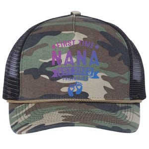 First Time Nana Let The Spoiling Begin New Grandparents Gift Retro Rope Trucker Hat Cap