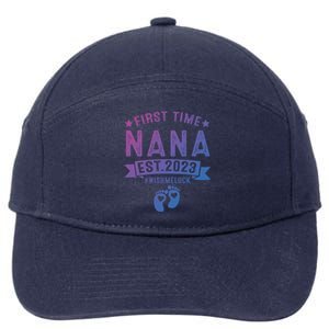 First Time Nana Let The Spoiling Begin New Grandparents Gift 7-Panel Snapback Hat