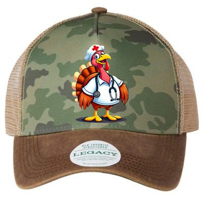 Funny Turkey Nurse Cartoon Thanksgiving Nurses Legacy Tie Dye Trucker Hat