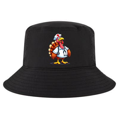 Funny Turkey Nurse Cartoon Thanksgiving Nurses Cool Comfort Performance Bucket Hat