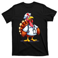 Funny Turkey Nurse Cartoon Thanksgiving Nurses T-Shirt