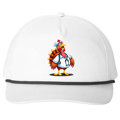 Funny Turkey Nurse Cartoon Thanksgiving Nurses Snapback Five-Panel Rope Hat