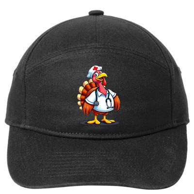 Funny Turkey Nurse Cartoon Thanksgiving Nurses 7-Panel Snapback Hat