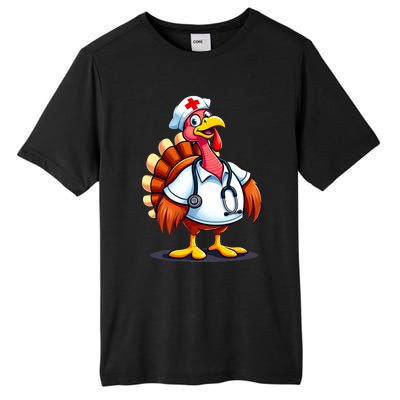 Funny Turkey Nurse Cartoon Thanksgiving Nurses Tall Fusion ChromaSoft Performance T-Shirt