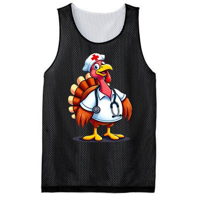 Funny Turkey Nurse Cartoon Thanksgiving Nurses Mesh Reversible Basketball Jersey Tank