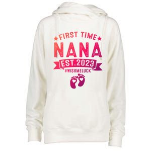 First Time Nana Let The Spoiling Begin New Grandparents Gift Womens Funnel Neck Pullover Hood