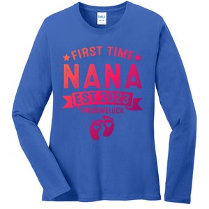 First Time Nana Let The Spoiling Begin New Grandparents Gift Ladies Long Sleeve Shirt