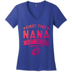 First Time Nana Let The Spoiling Begin New Grandparents Gift Women's V-Neck T-Shirt