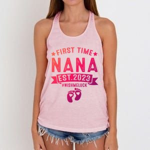 First Time Nana Let The Spoiling Begin New Grandparents Gift Women's Knotted Racerback Tank