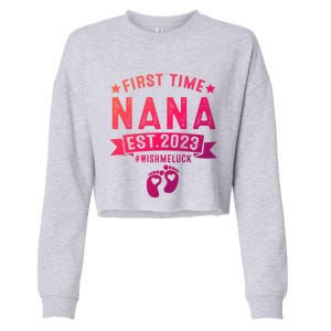 First Time Nana Let The Spoiling Begin New Grandparents Gift Cropped Pullover Crew