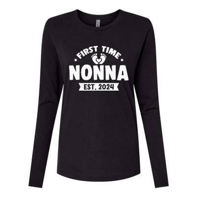 First Time Nonna Baby Announcement Womens Cotton Relaxed Long Sleeve T-Shirt