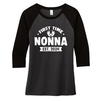 First Time Nonna Baby Announcement Women's Tri-Blend 3/4-Sleeve Raglan Shirt