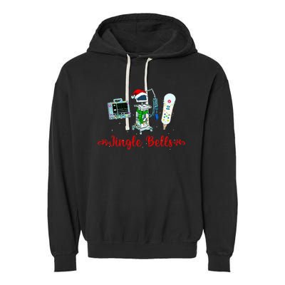 Festive Telemetry Nurse Christmas Crew Tele Tech Xmas Garment-Dyed Fleece Hoodie