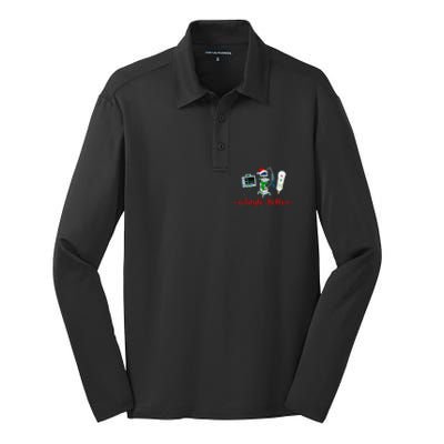 Festive Telemetry Nurse Christmas Crew Tele Tech Xmas Silk Touch Performance Long Sleeve Polo