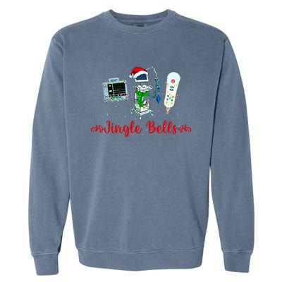 Festive Telemetry Nurse Christmas Crew Tele Tech Xmas Garment-Dyed Sweatshirt