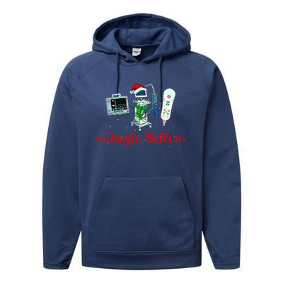 Festive Telemetry Nurse Christmas Crew Tele Tech Xmas Performance Fleece Hoodie