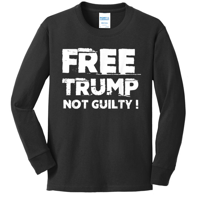 Free Trump Not Guilty Kids Long Sleeve Shirt