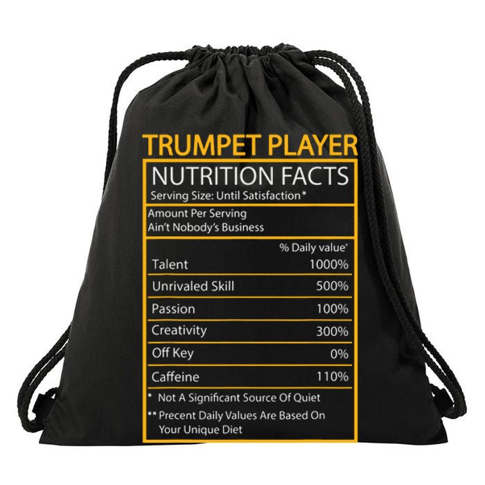 Funny Trumpet Nutrition Facts Cool Trumpet Player Men Women Drawstring Bag