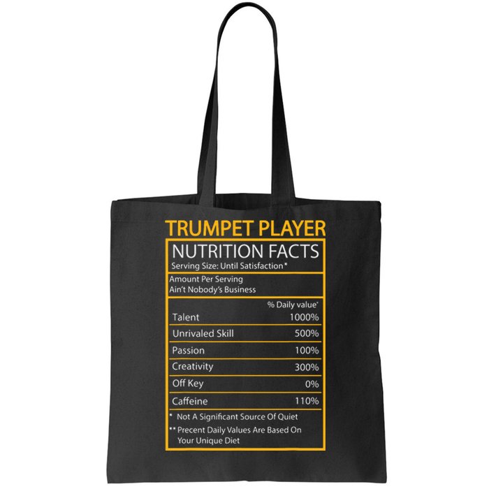 Funny Trumpet Nutrition Facts Cool Trumpet Player Men Women Tote Bag