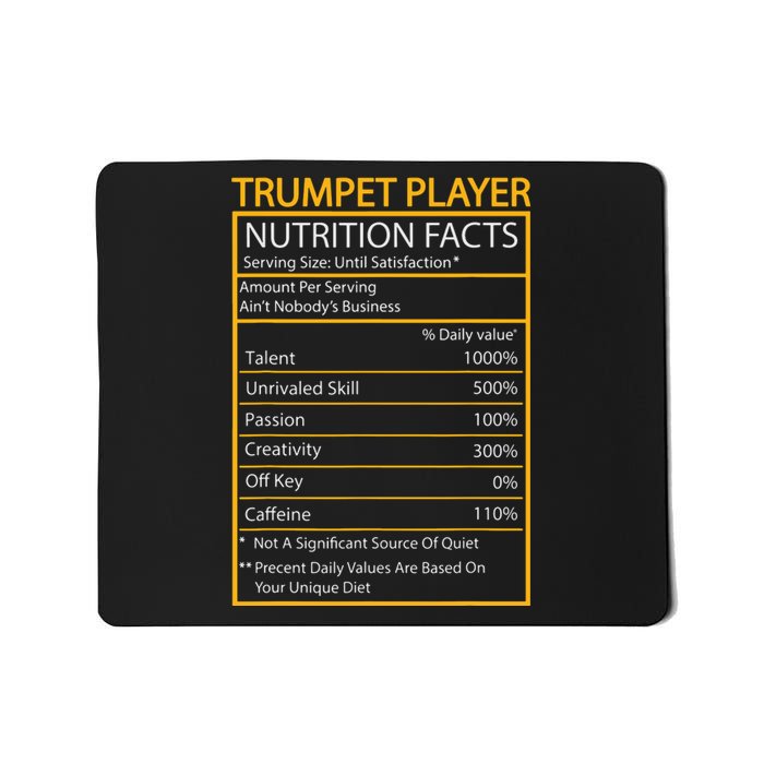 Funny Trumpet Nutrition Facts Cool Trumpet Player Men Women Mousepad