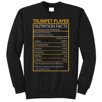 Funny Trumpet Nutrition Facts Cool Trumpet Player Men Women Tall Sweatshirt