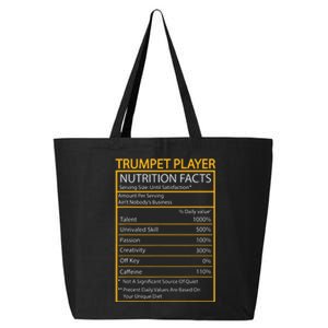 Funny Trumpet Nutrition Facts Cool Trumpet Player Men Women 25L Jumbo Tote