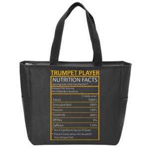 Funny Trumpet Nutrition Facts Cool Trumpet Player Men Women Zip Tote Bag