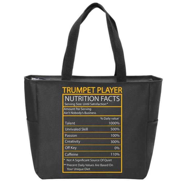 Funny Trumpet Nutrition Facts Cool Trumpet Player Men Women Zip Tote Bag