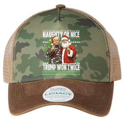 Funny Trump Naughty Or Nice Won Twice Ugly Christmas Legacy Tie Dye Trucker Hat