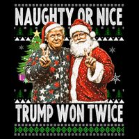Funny Trump Naughty Or Nice Won Twice Ugly Christmas Sustainable Bucket Hat